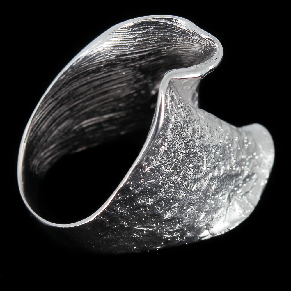 Schitterende zilveren ring, mat en gepolijst/gediamanteerd