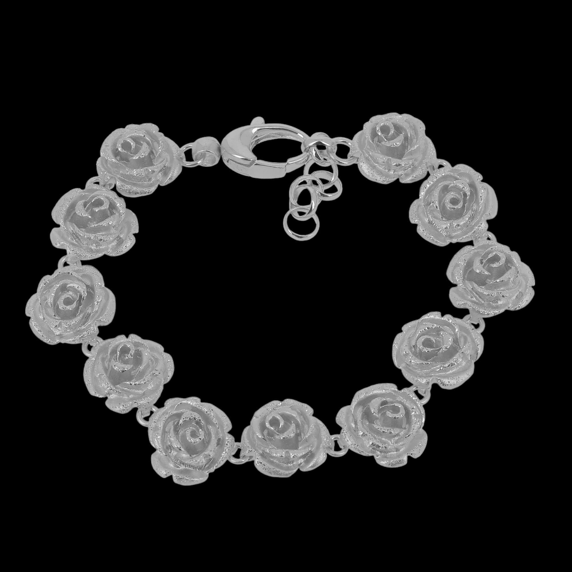 Zilveren bloemetjes armband