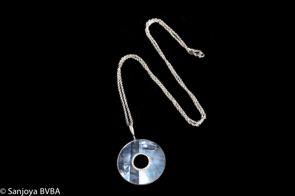 SC0413010 - Italiaanse zilveren ketting met hanger van parelmoer