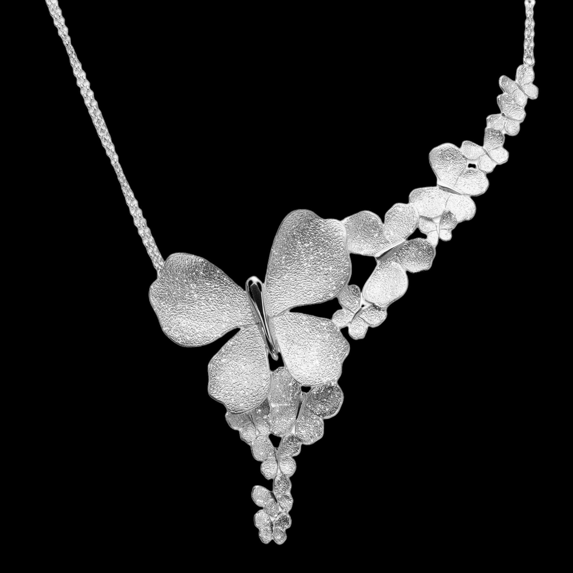 Silver necklace with a few butterflies