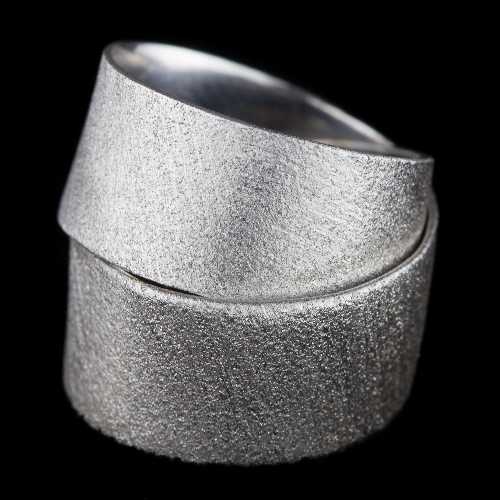2-row white silver ring