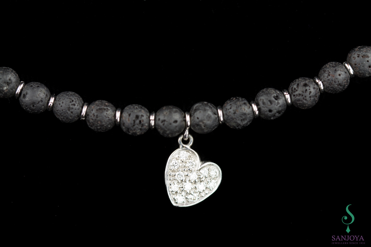 LF1017001 - Magnifiek collier van diamant met wit gouden hart 14Kt