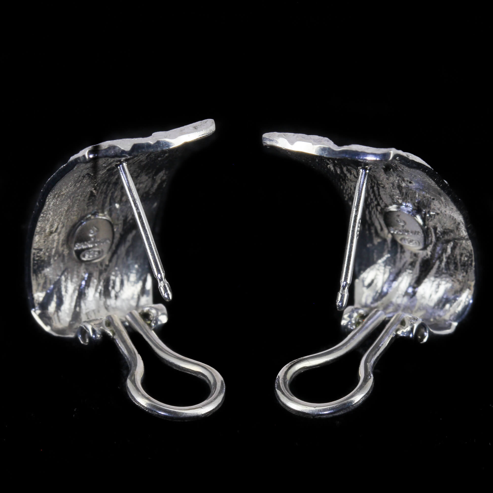 Bewerkte en zilveren langwerpige oorbellen