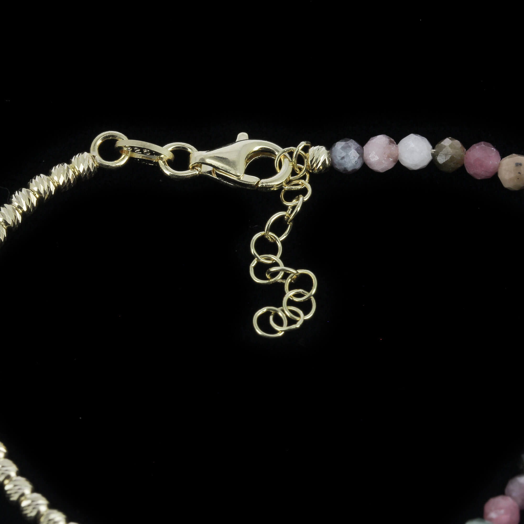 Gold-plated bracelet 2.5 mm balls with color stones