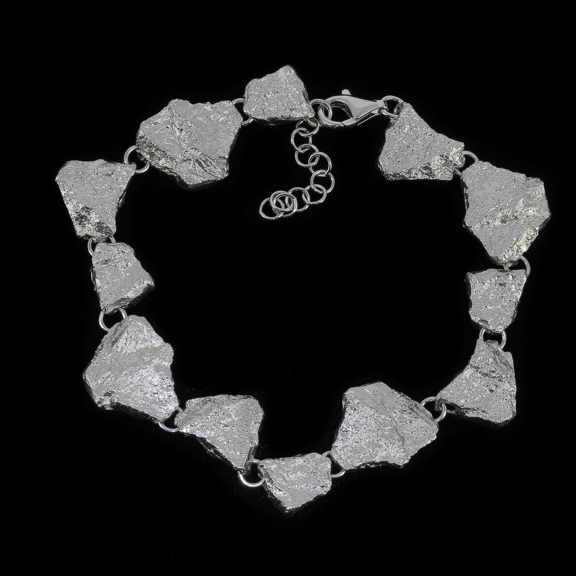 Stone-shaped silver bracelet
