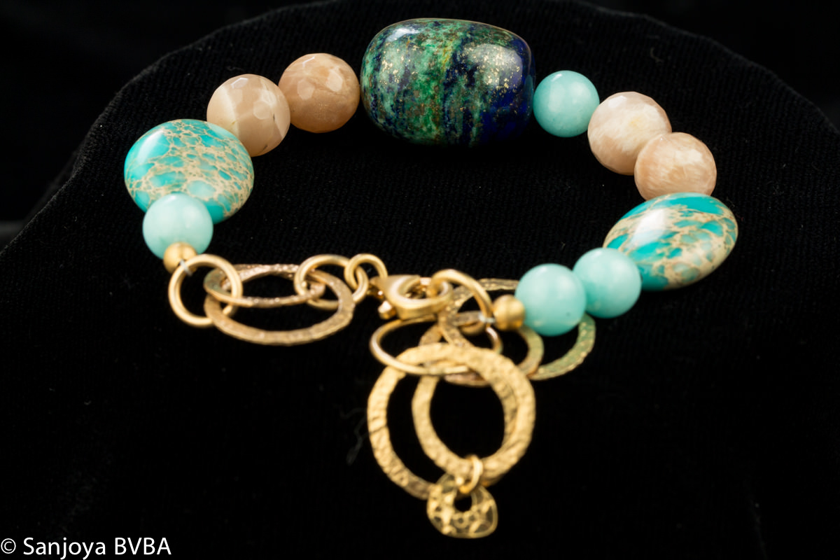 Greek bracelet with turquoise and colored stones
