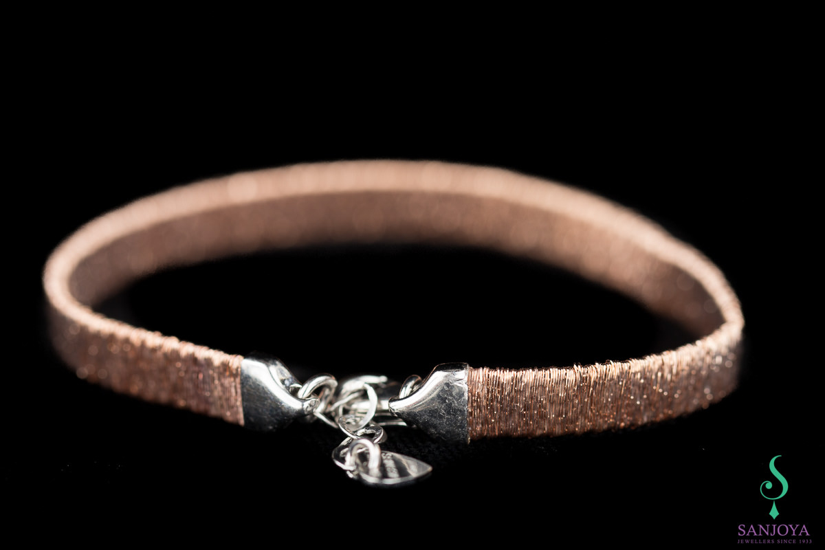 Refined rose bracelet of sterling silver, 6mm