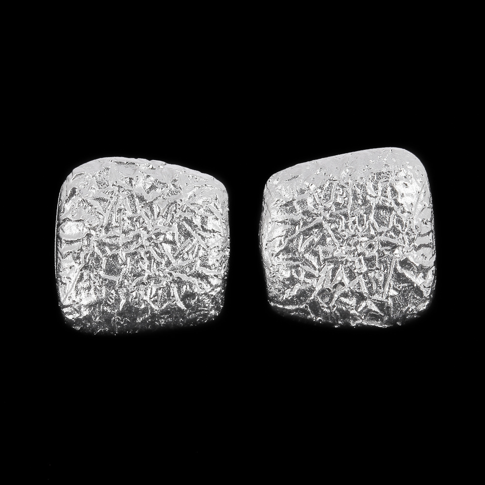 Silver earrings squares with rounded corners