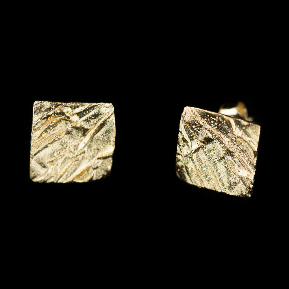 PRE1217004 - Schitterende vierkante oorbelletjes van verguld zilver