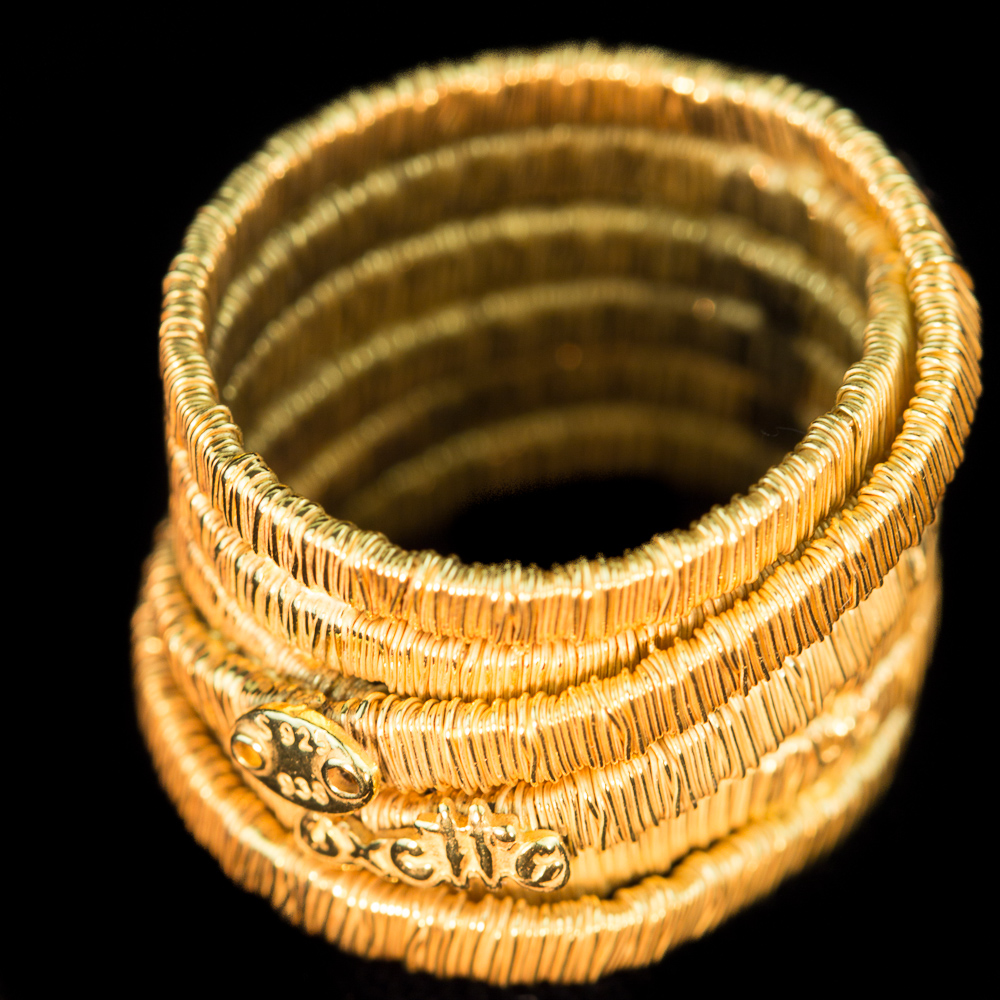 OX0913010 - Vergulde ring met 2 rijen, Grieks design