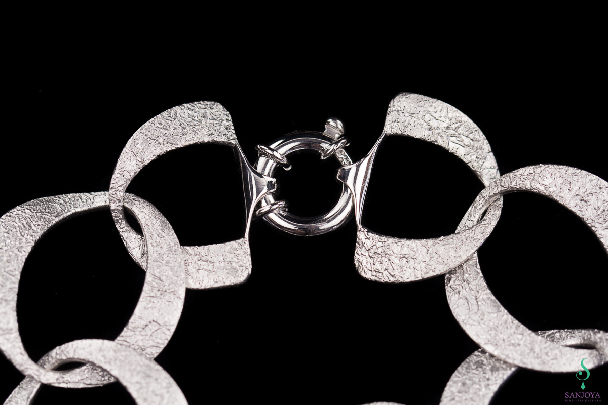 Silver and diamond-plated link bracelet