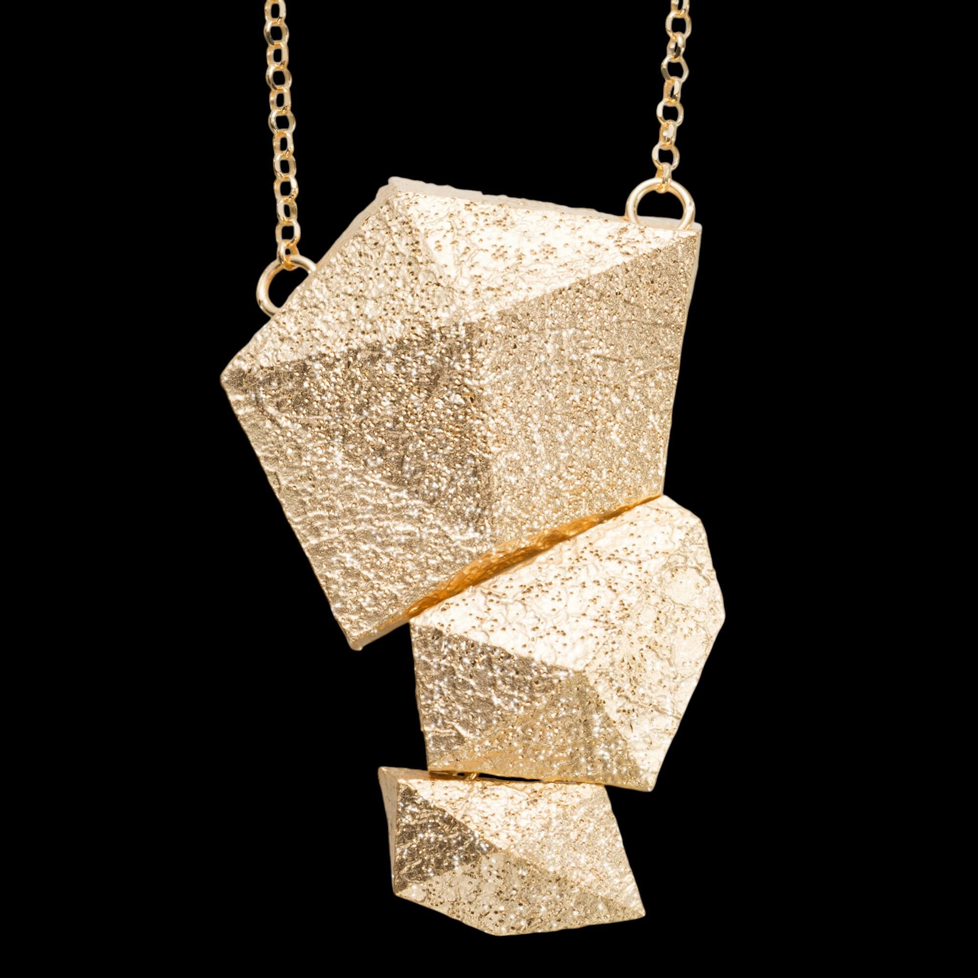 Gold-Plated Necklace with Stone-Shaped Pendants