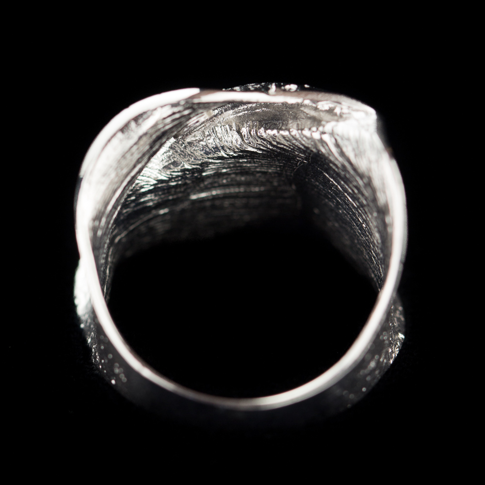 Silver ring, narrow and diamond-coated