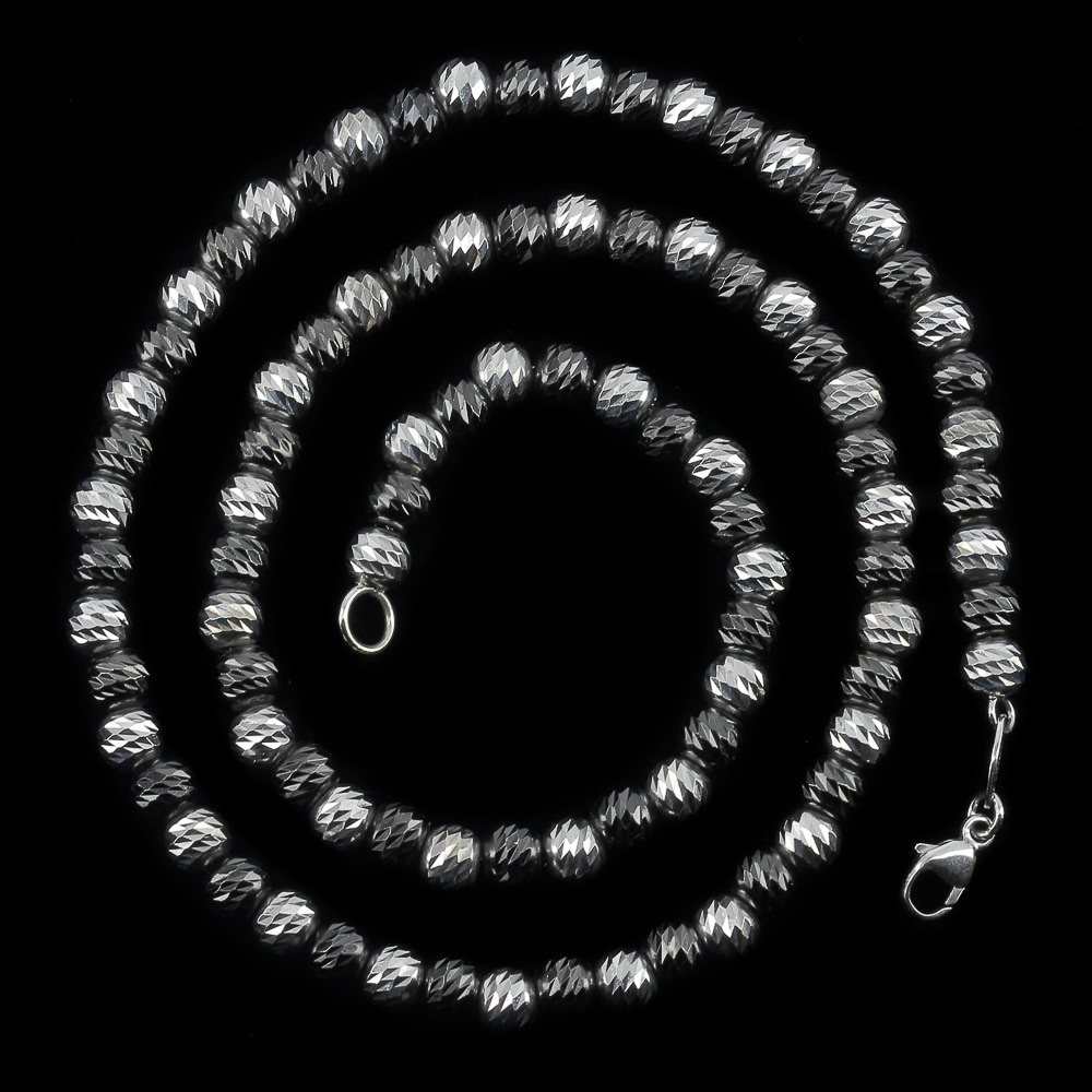 SC1213008 - Zilveren collier met grijze bolletjes