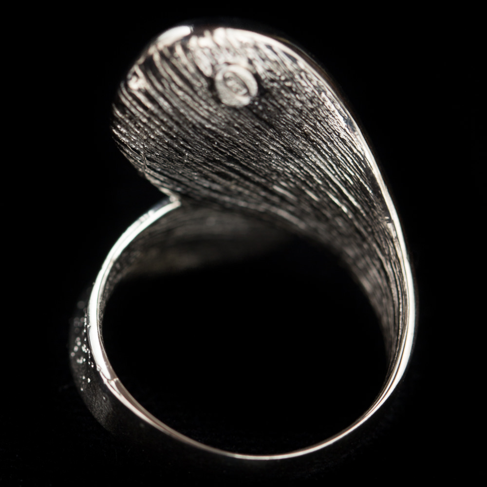 Tweekleurige schitterende ring, zilver en grijs