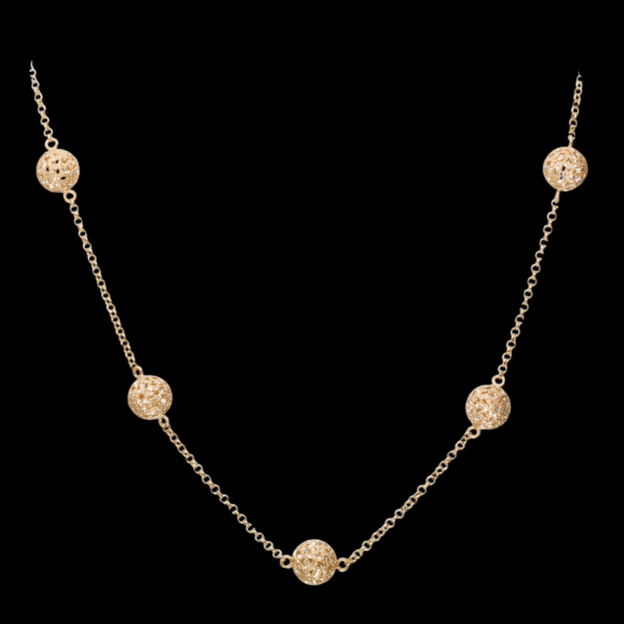 Zilververgulde ketting met enkele transparante bolletjes