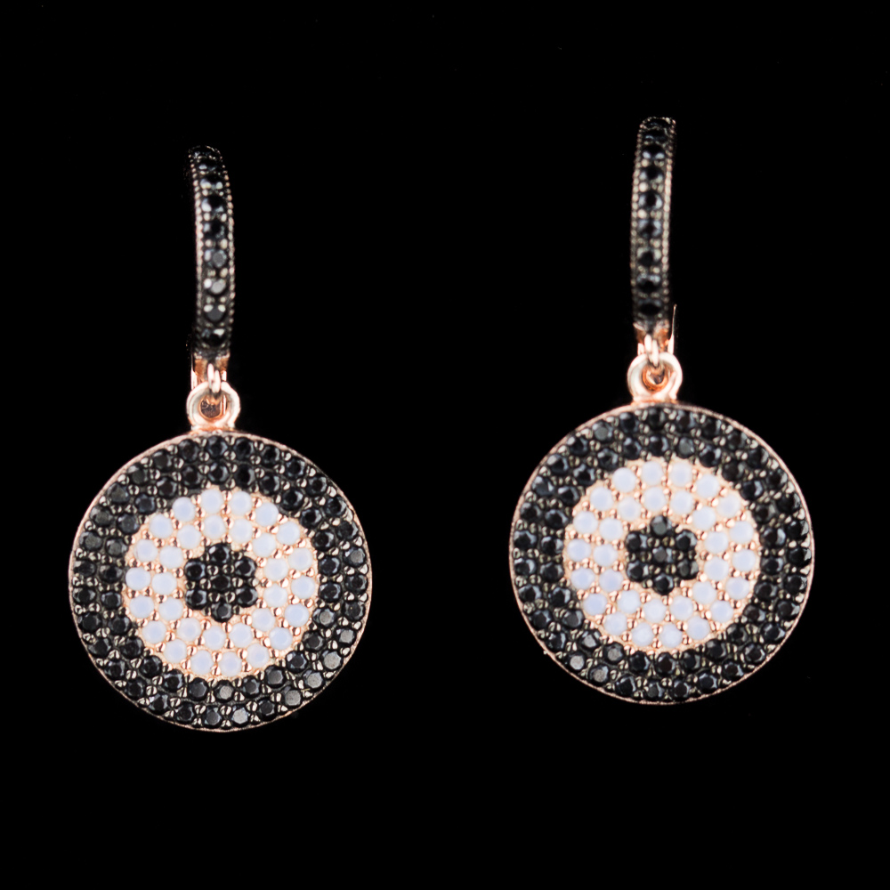 Rosé earrings with black zirconia