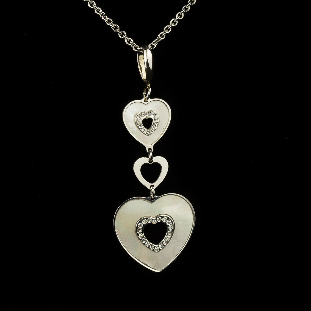 SC0413060 - Italiaanse zilveren schakelketting, hanger van hartjes