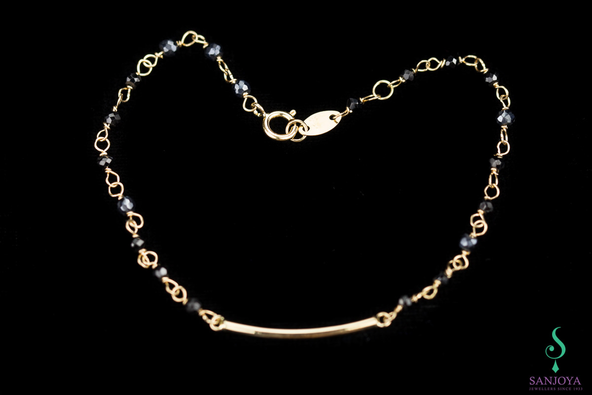 NO0417003 - Gouden armband met staafje en spinella, 18kt (16+2CM)