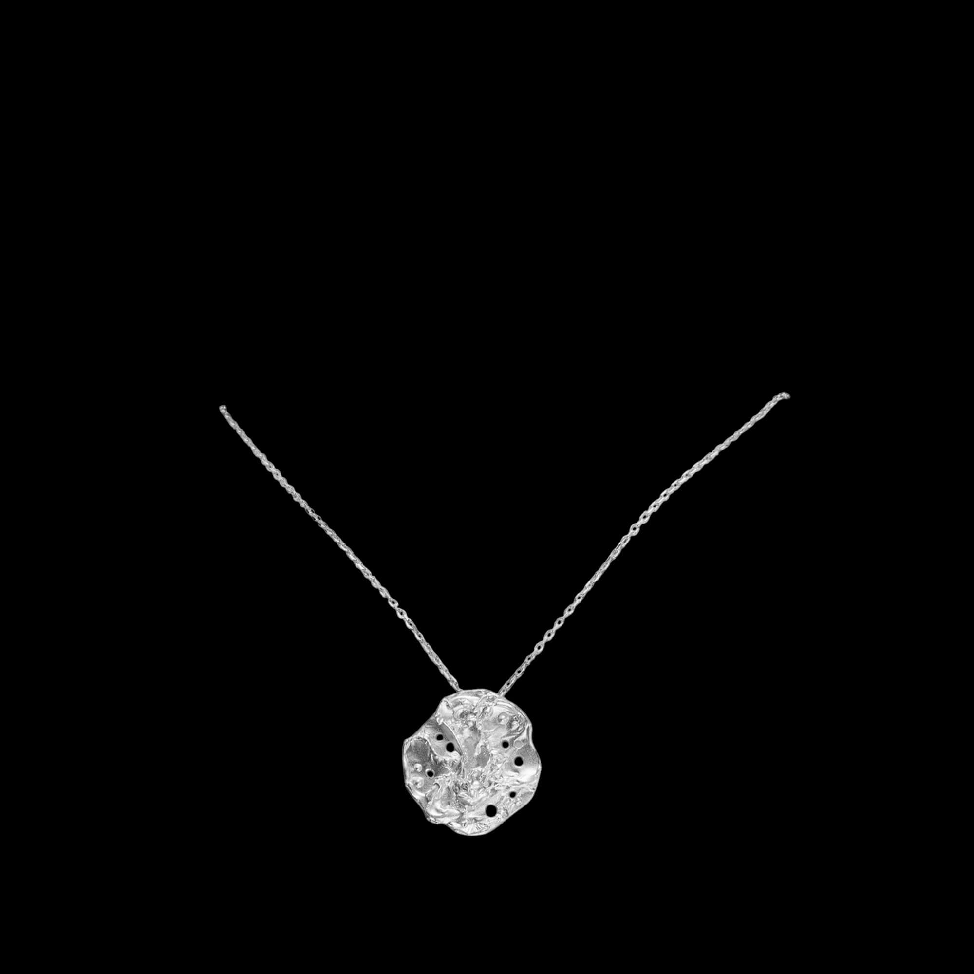 Small Matte Silver Pendant with Pearls and Gemstones