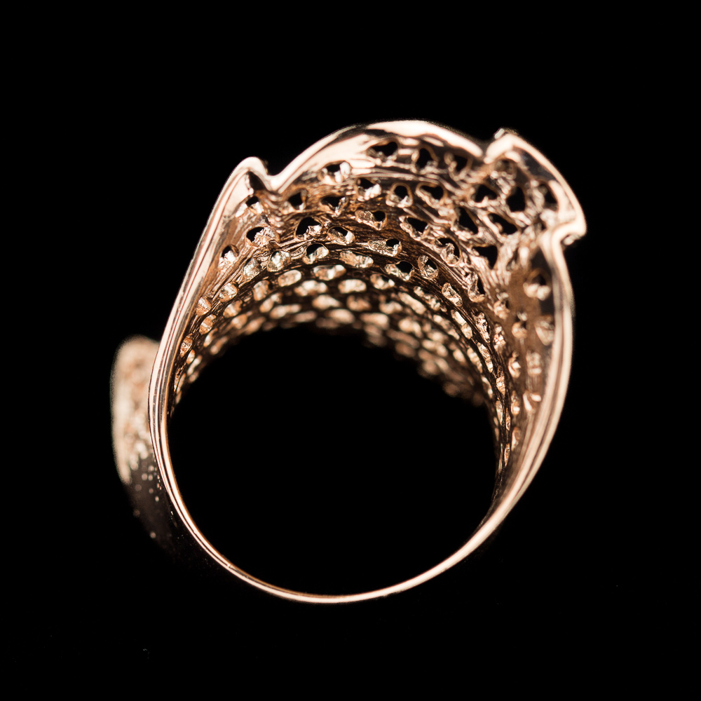 PRE0617001_RG - Verfijnde rosé ring, gediamanteerd met gaatjes 18Kt Goud