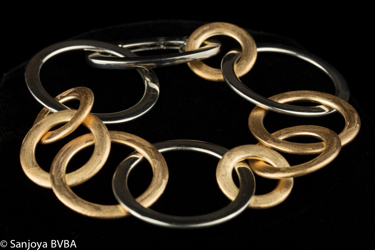 SC0114002 - Zilver en vergulde armband met ronde schakels