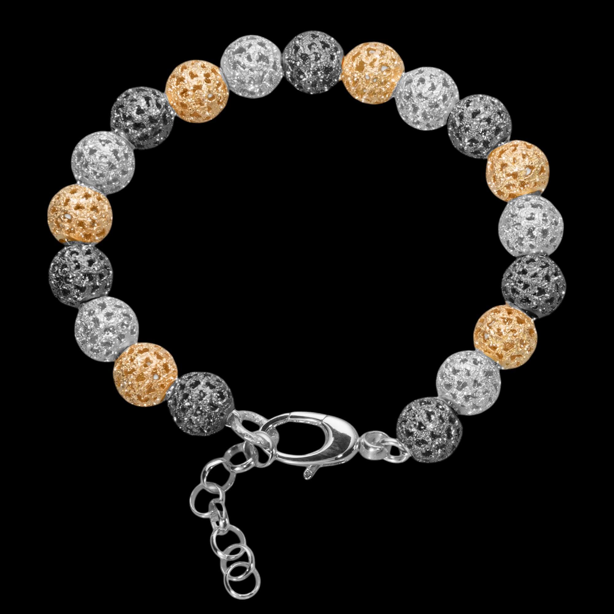 Bracelet transparent tricolore avec perles 