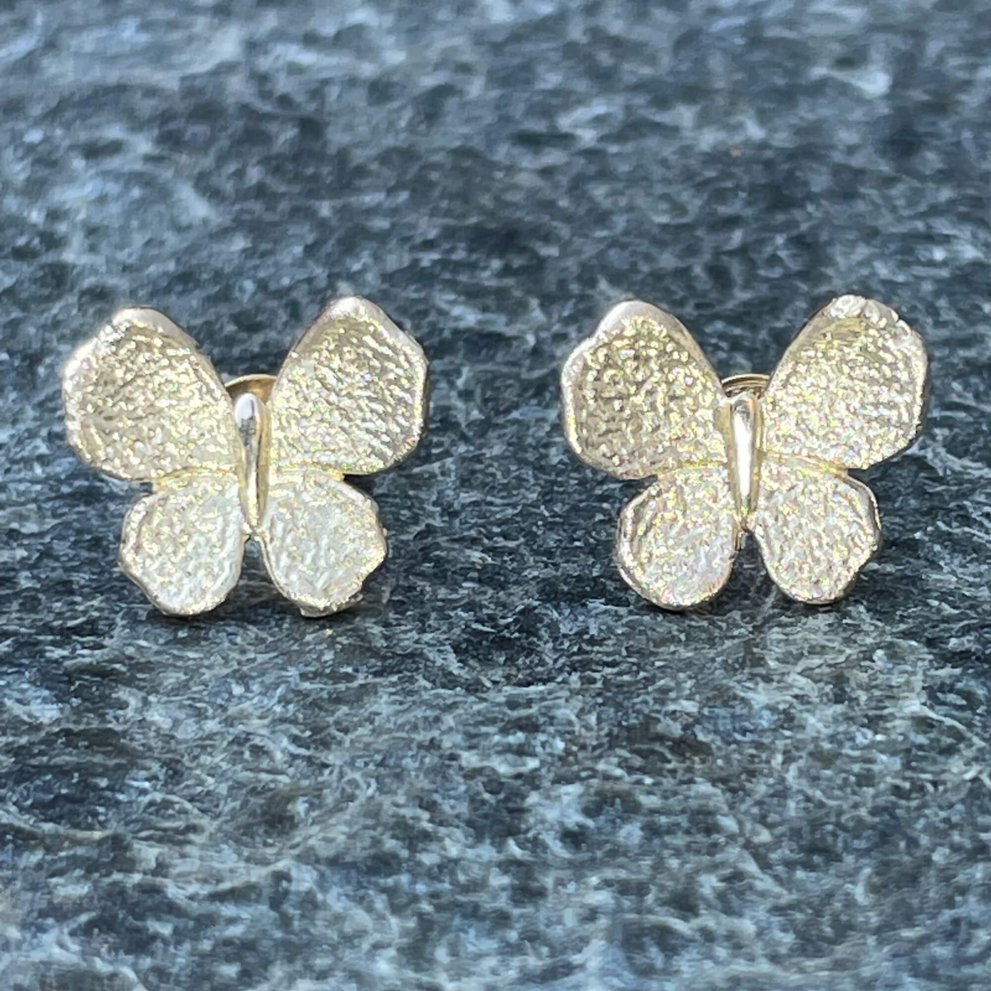Gold plated mini butterfly earrings