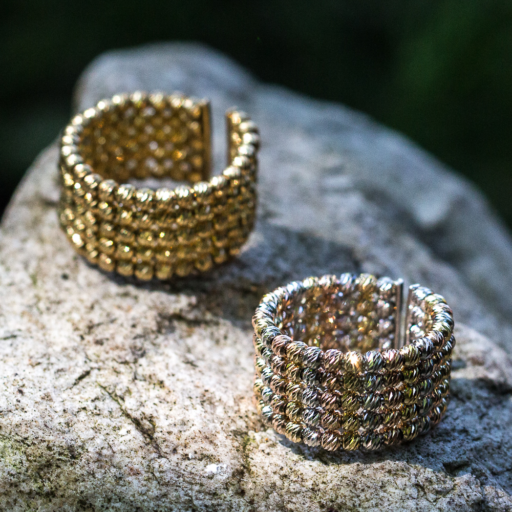SC0413027 - Italiaanse tweekleurige zilveren ring, 5 rijen