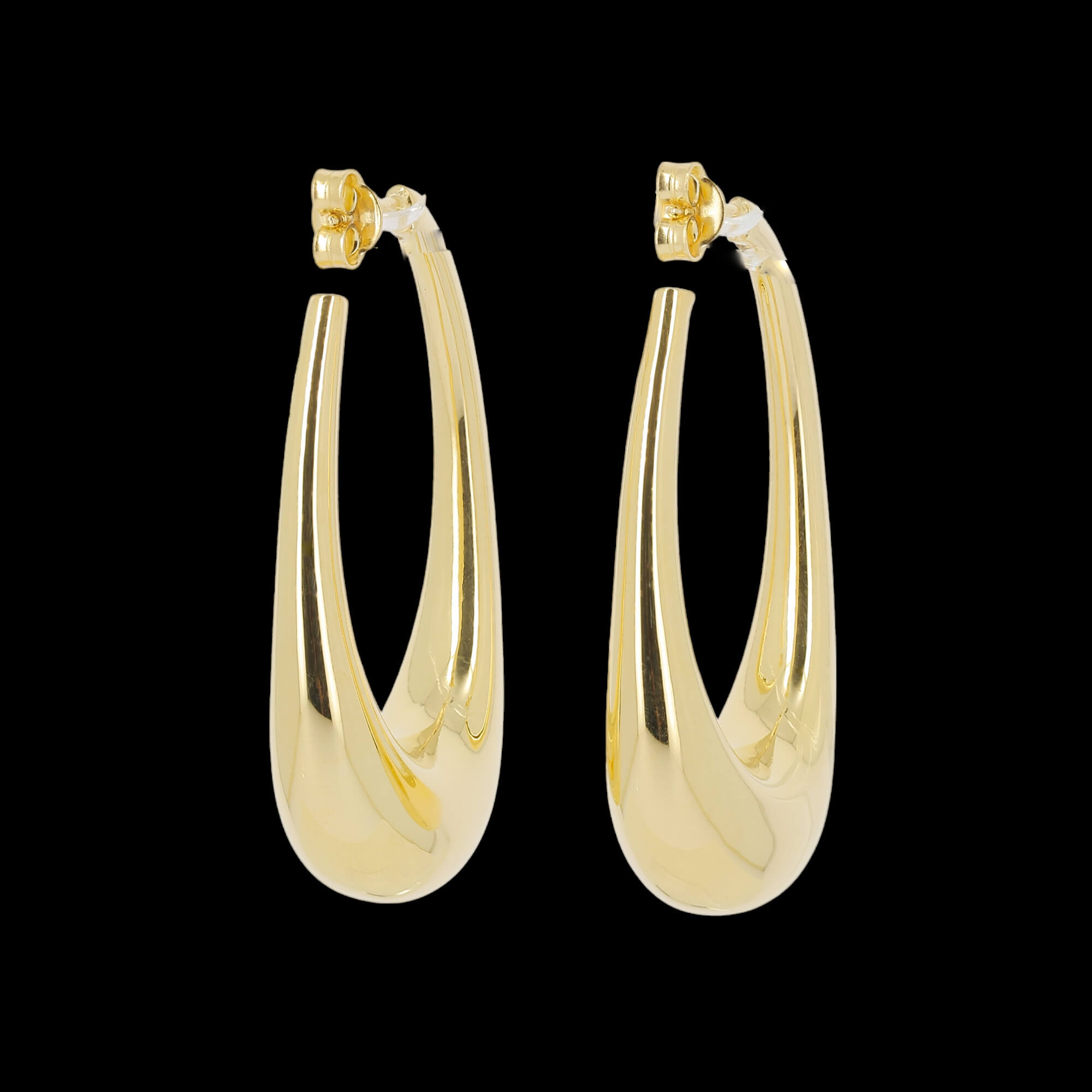 14 kt yellow gold, oval and polished creoles