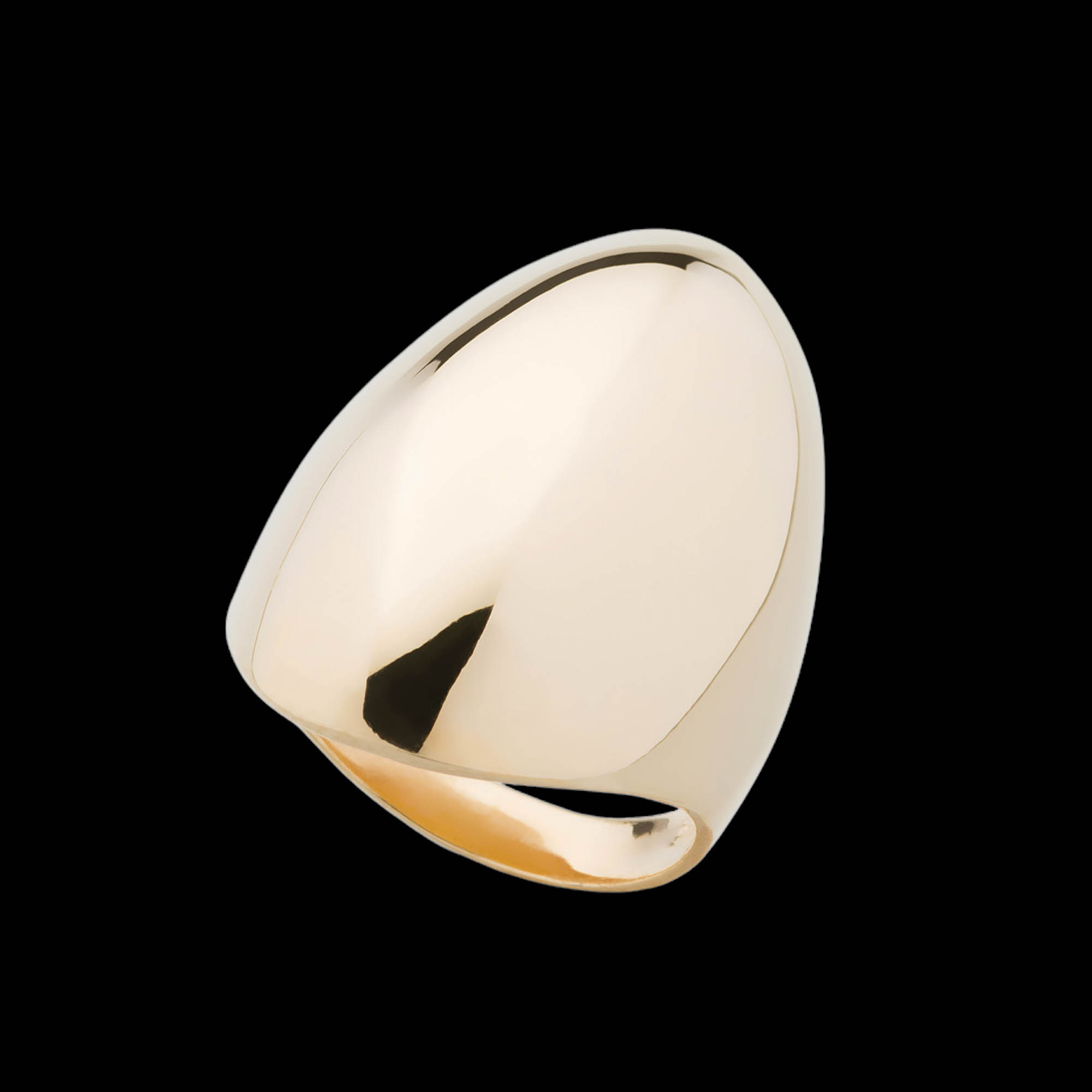 Eleganter, polierter und länglicher Ring aus 14-karätigem Gold